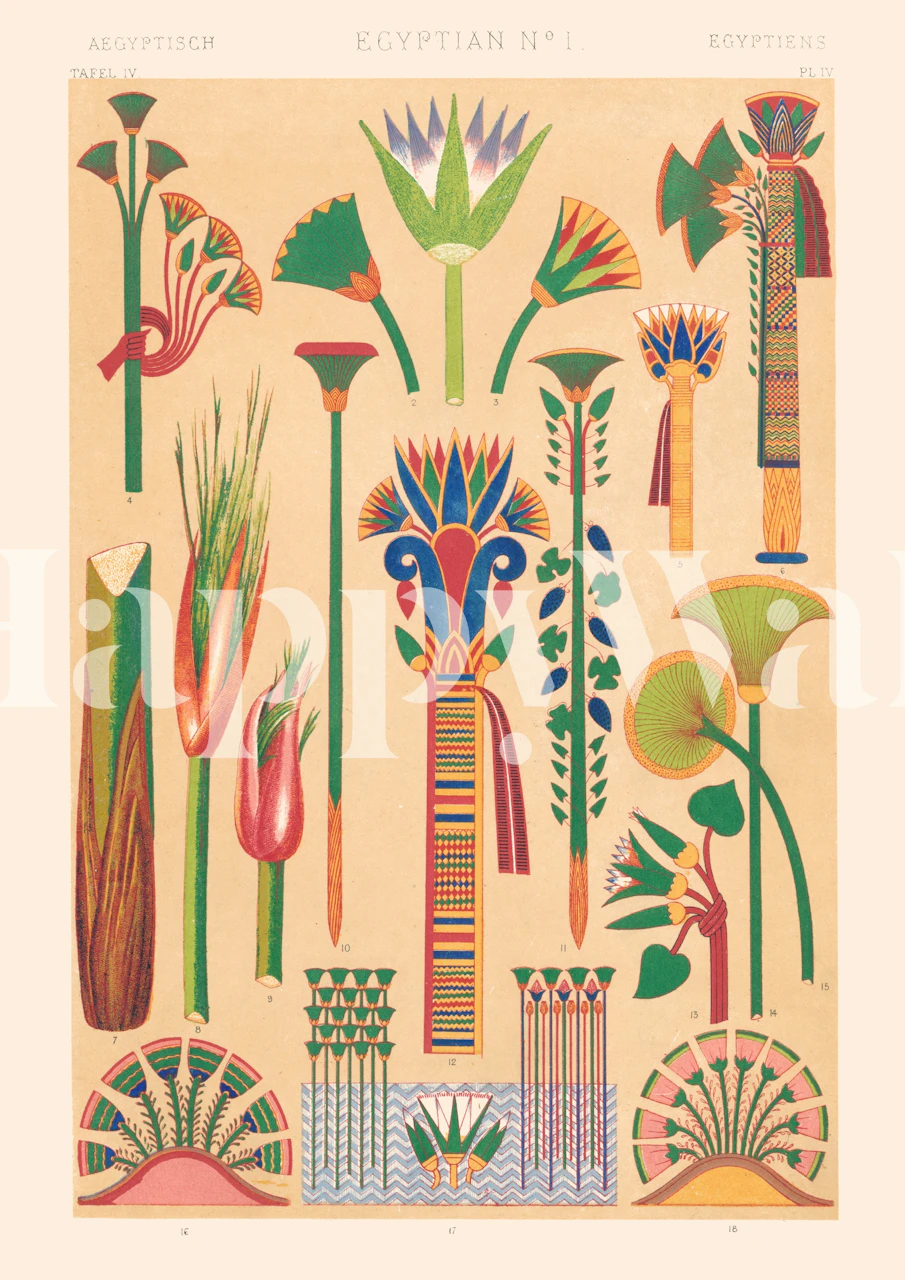 Egyptology wallpaper design in a room