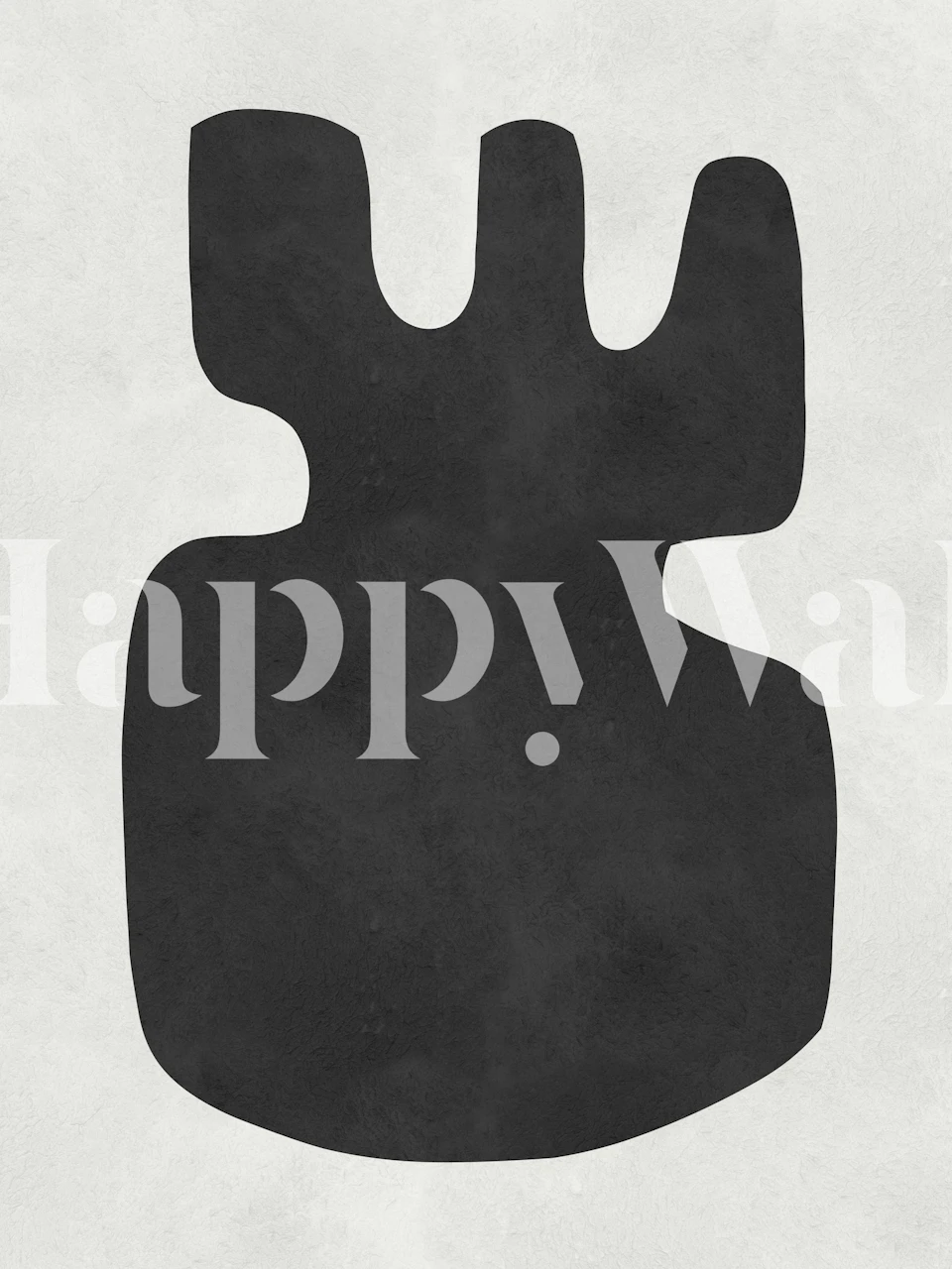 Zwarte abstracte geometrische vorm op een witte muurschildering als achtergrond