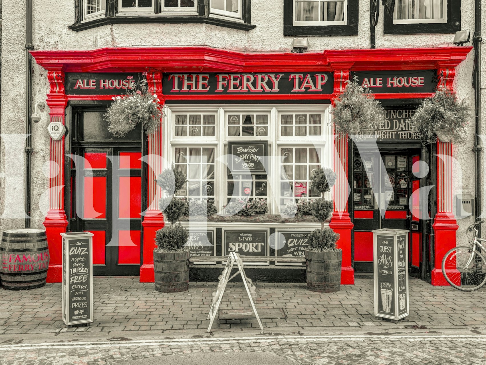 Street cafe wallpaper design in a room