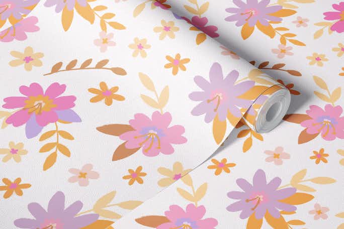 Pastel spring flowerswallpaper roll