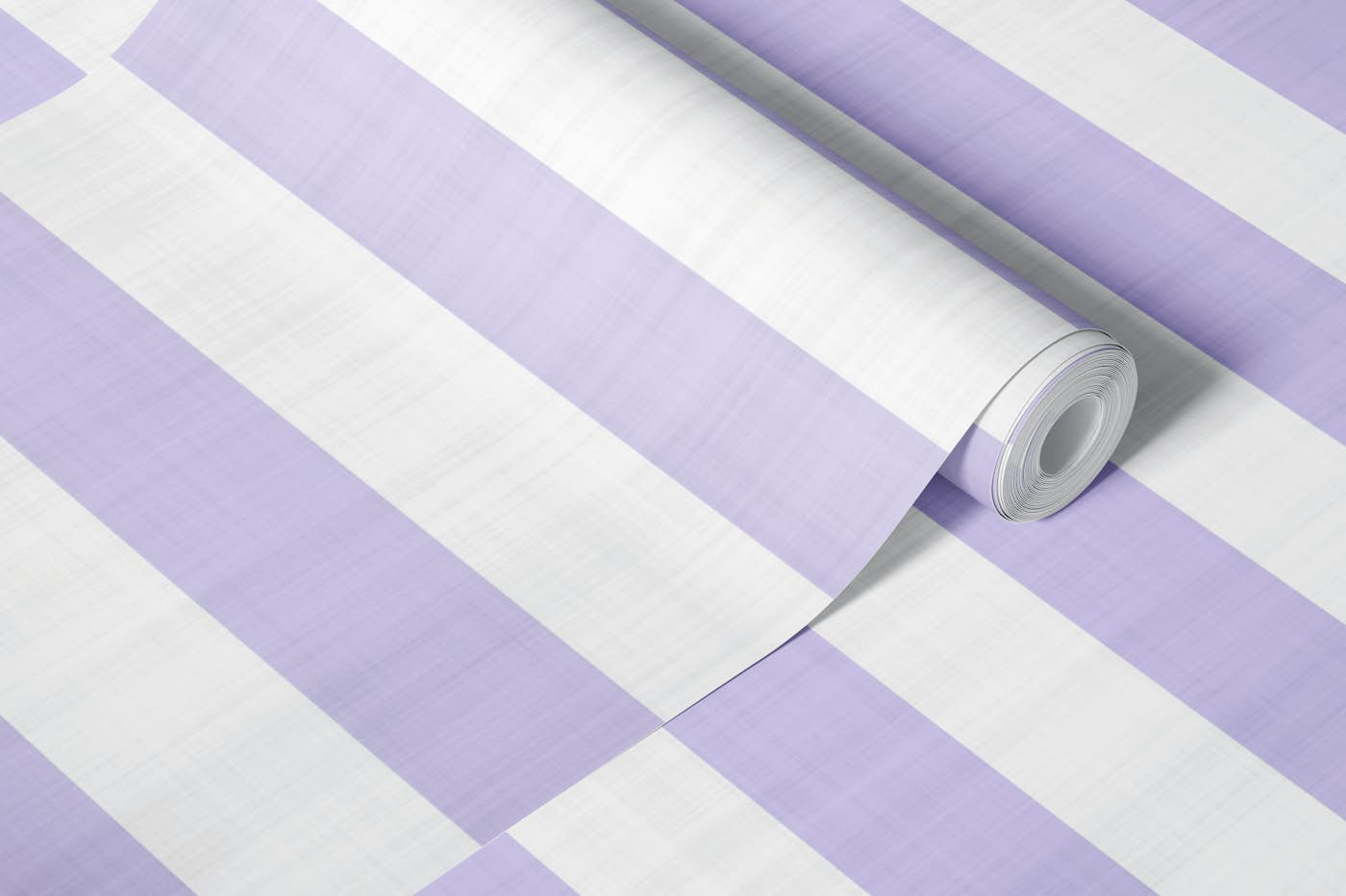 Pastel French Linen Stripes Purple White wallpaper roll