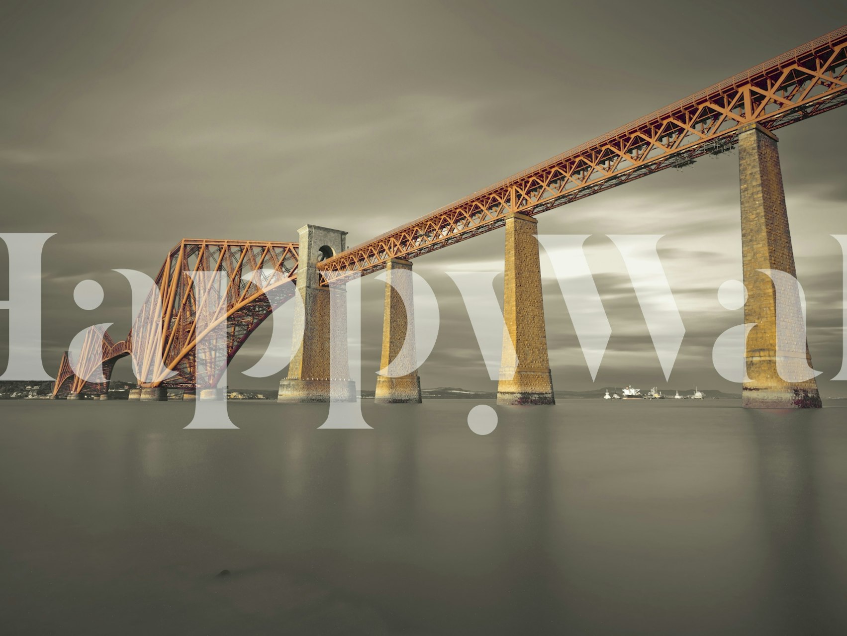 Firth Of Forth rail road bridge wallpaper in a room