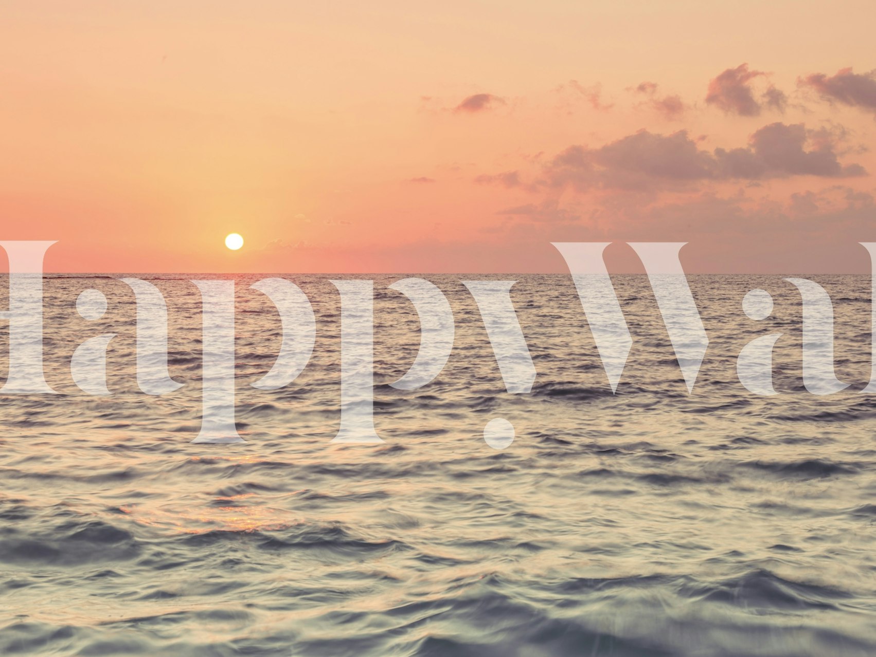 Warm sunset over calm sea wall mural from Happywall's Horizon Aglow collection