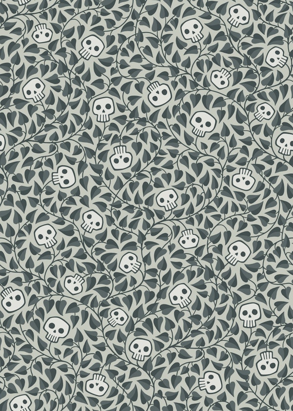 poison ivy - tangled leaves and skulls