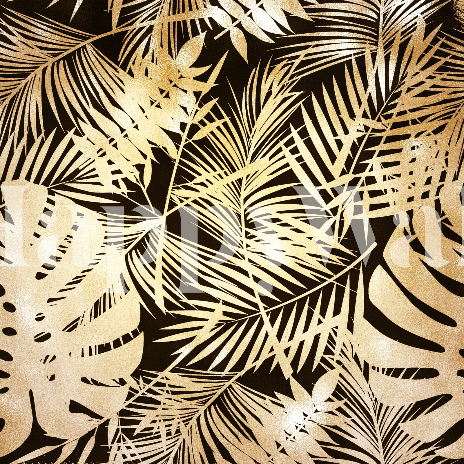 Shop Tropical Gold Jungle Leaves Wallpaper Happywall