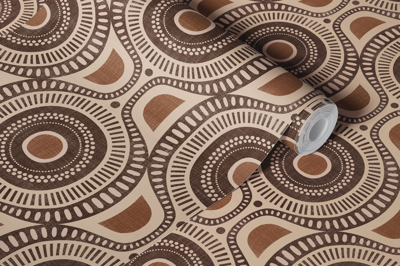 geometric retro - brown wallpaper roll