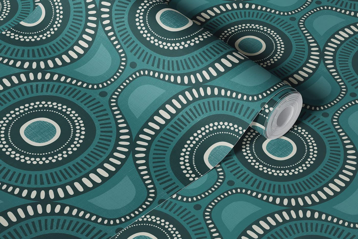 geometric retro - dark teal wallpaper roll