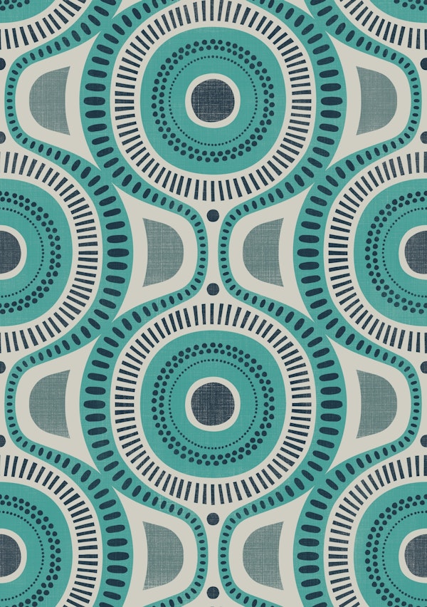 geometric retro - turquoise blue