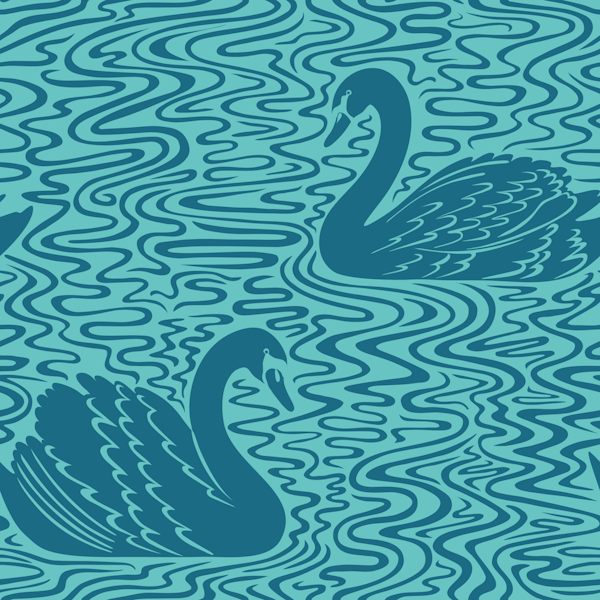 Swan Lake - teal on aqua turquoise blue