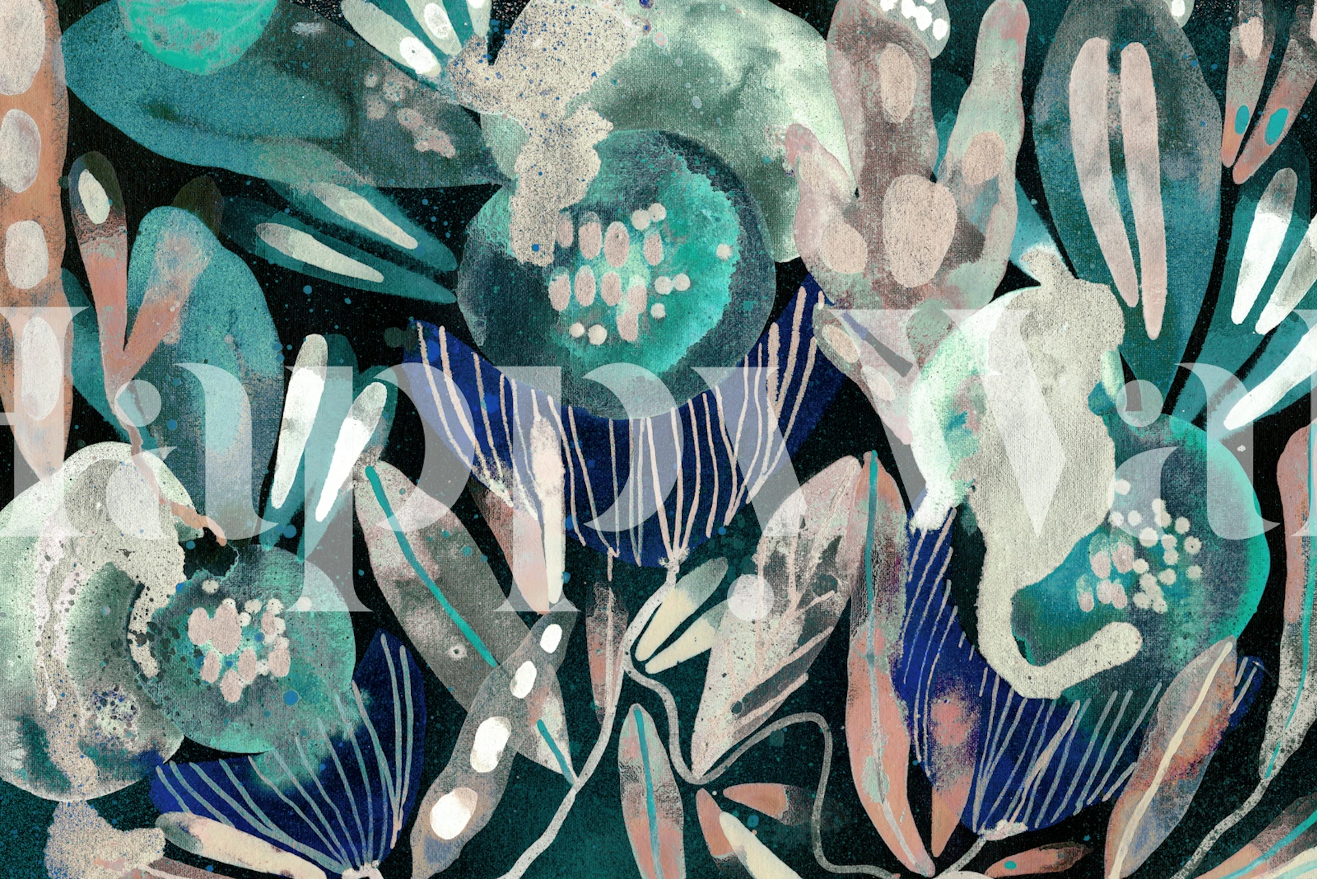 Botanical pattern wallpaper with glowing effect