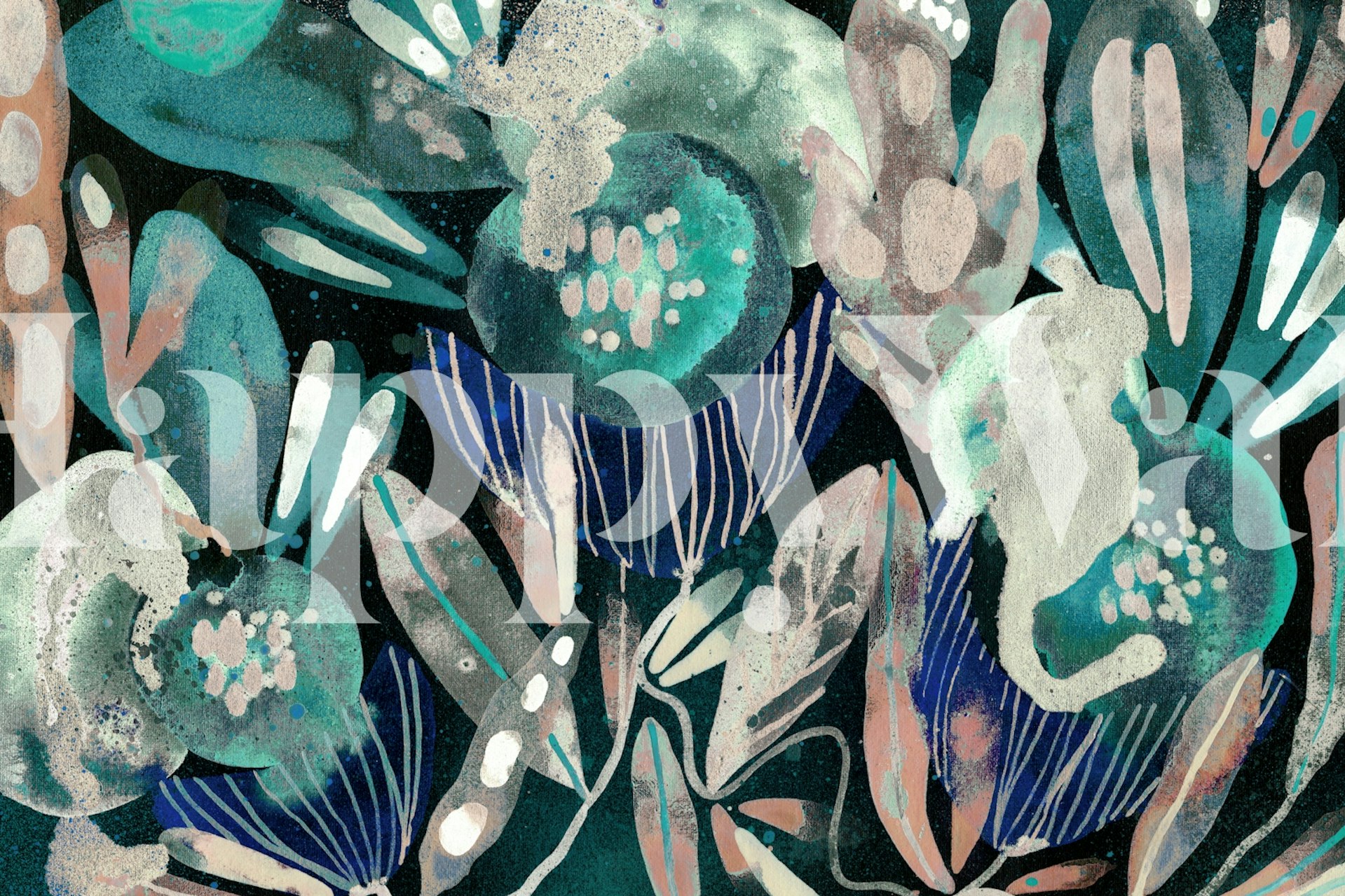 Ταπετσαρία με βοτανικό μοτίβο με εφέ Glowing Nature