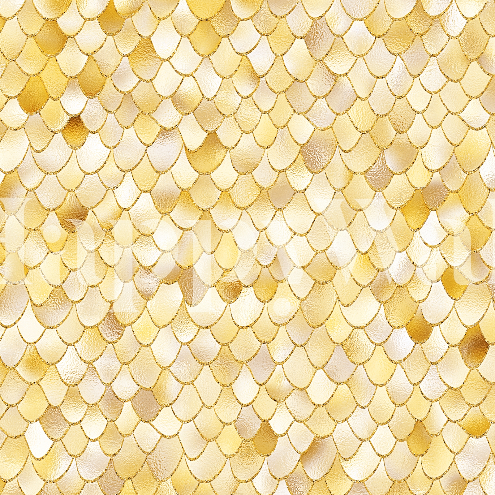 Buy Golden Glamour Mermaid Scales Wallpaper - Happywall