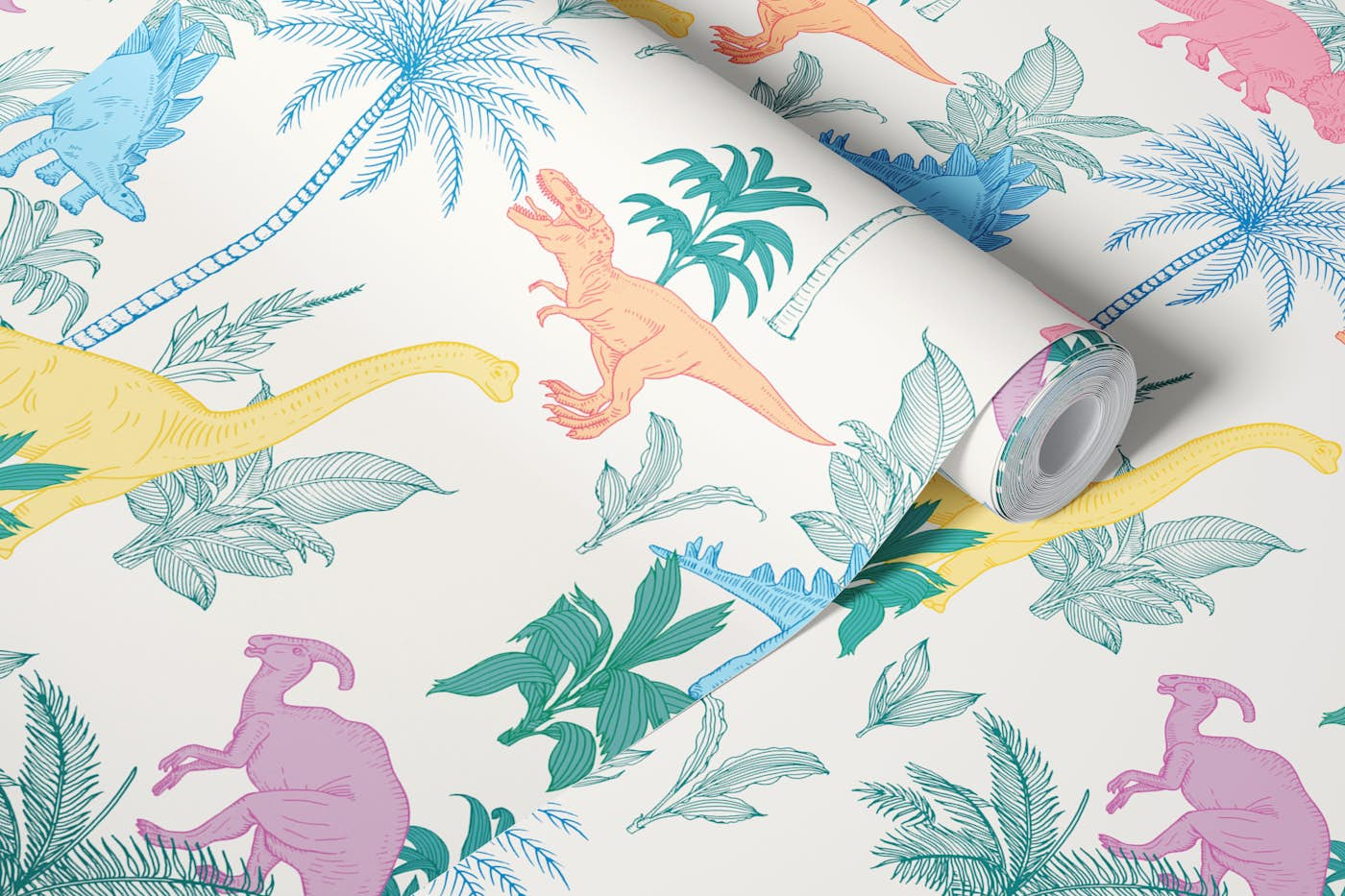 Colorful Dinosaurs wallpaper roll