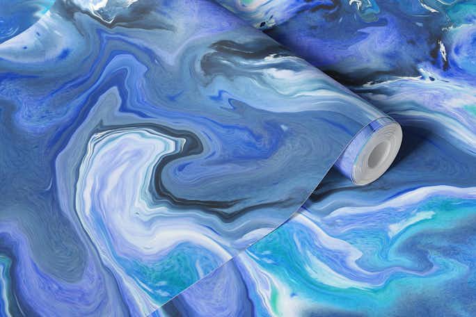 Abstract watercolor ocean waveswallpaper roll