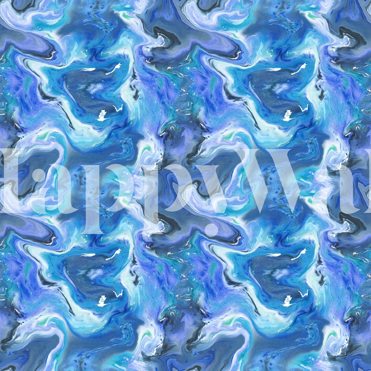 Abstract watercolor ocean waves in blue and white wallpaper