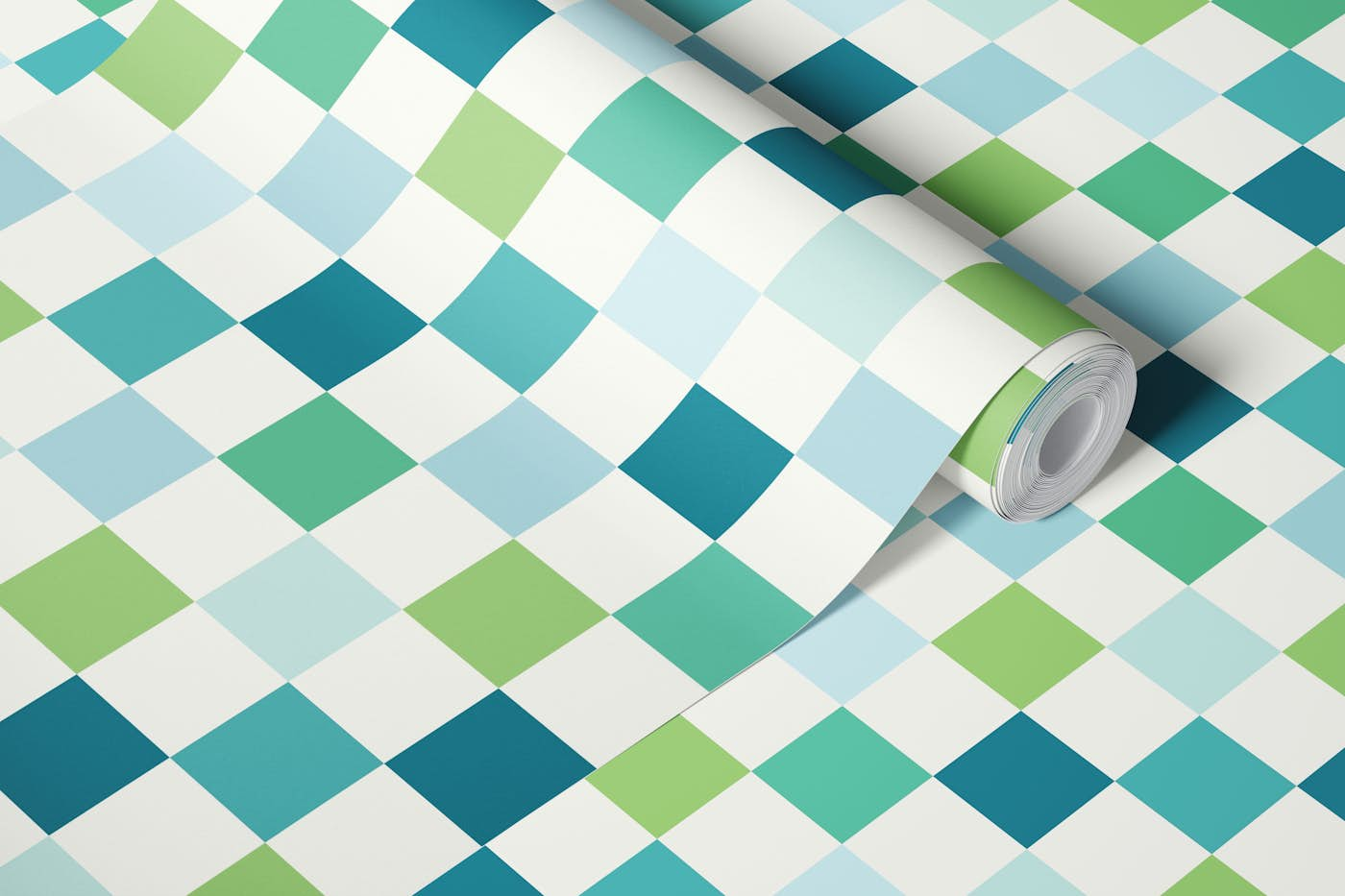 Funky Checkers, Greens wallpaper roll