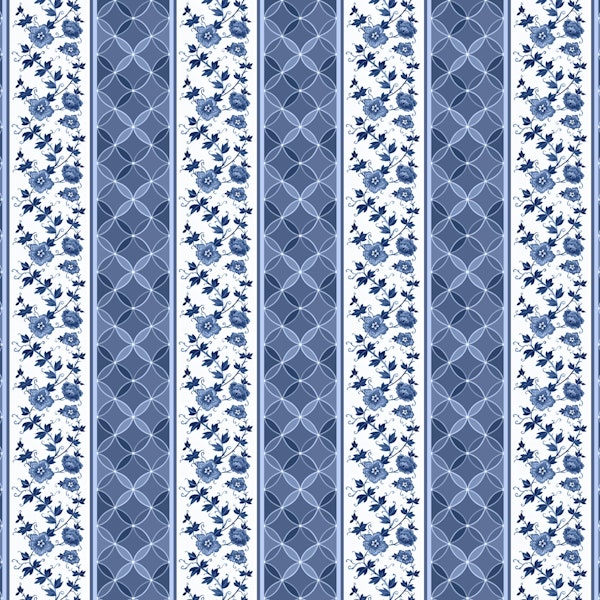 Blue florals with geometrical border