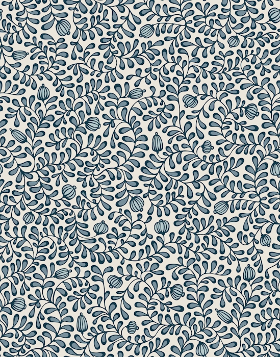 Tangled Leaves Grey Blue Wallpaper | happywall.com