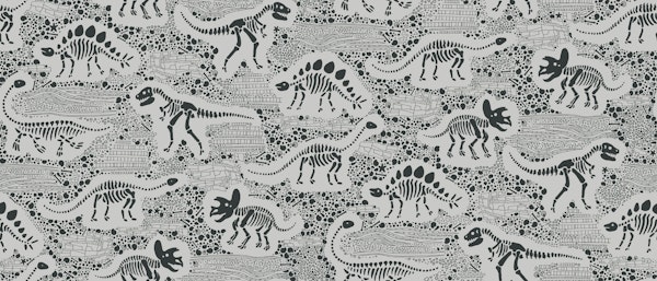 Dinosaur Fossils - Black on grey - large