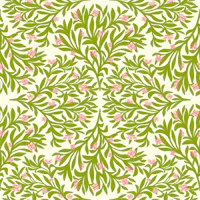 Art deco green and pink foliage tapet