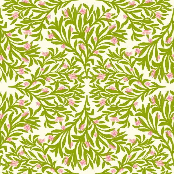 Art deco green and pink foliage