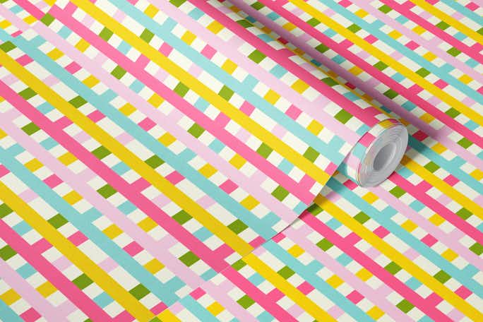Colorful checkered patternwallpaper roll