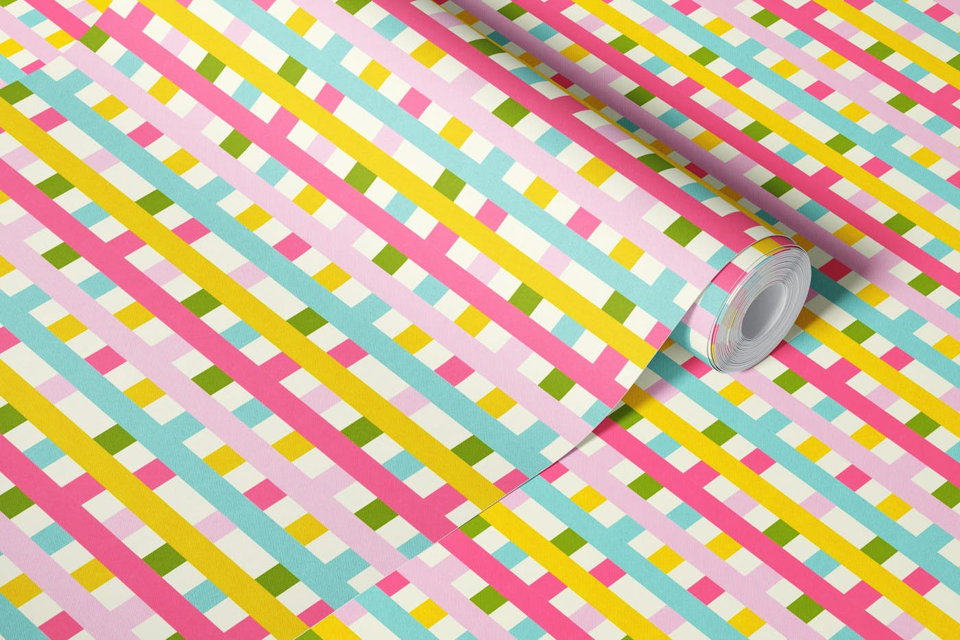 Colorful checkered pattern wallpaper roll