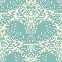 Baby blue block printing owls tapetit