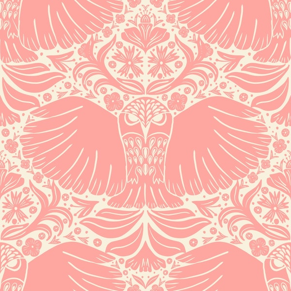 Blush Pink block printing owls