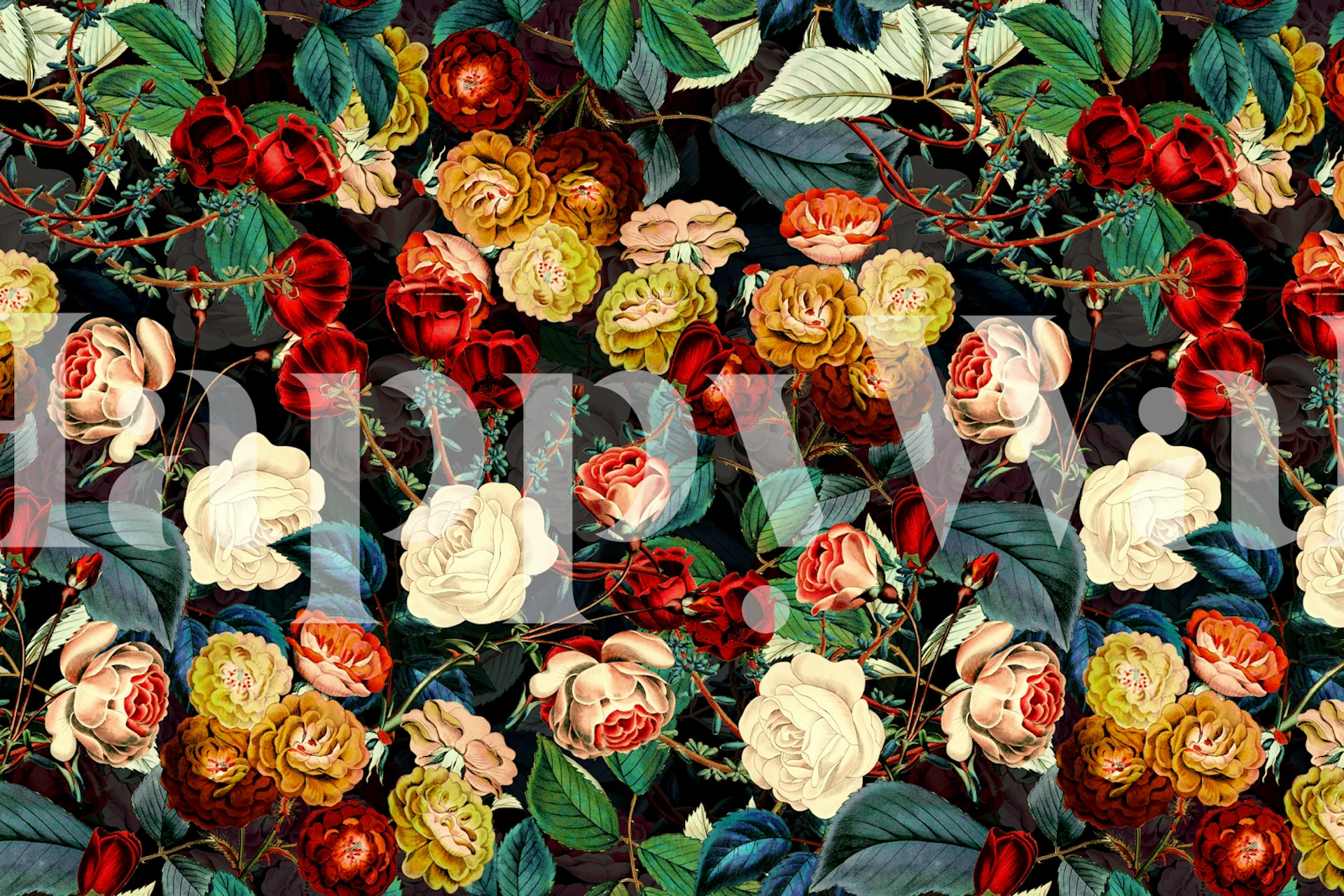 Night Botanical Forest tapetdesign i et rom