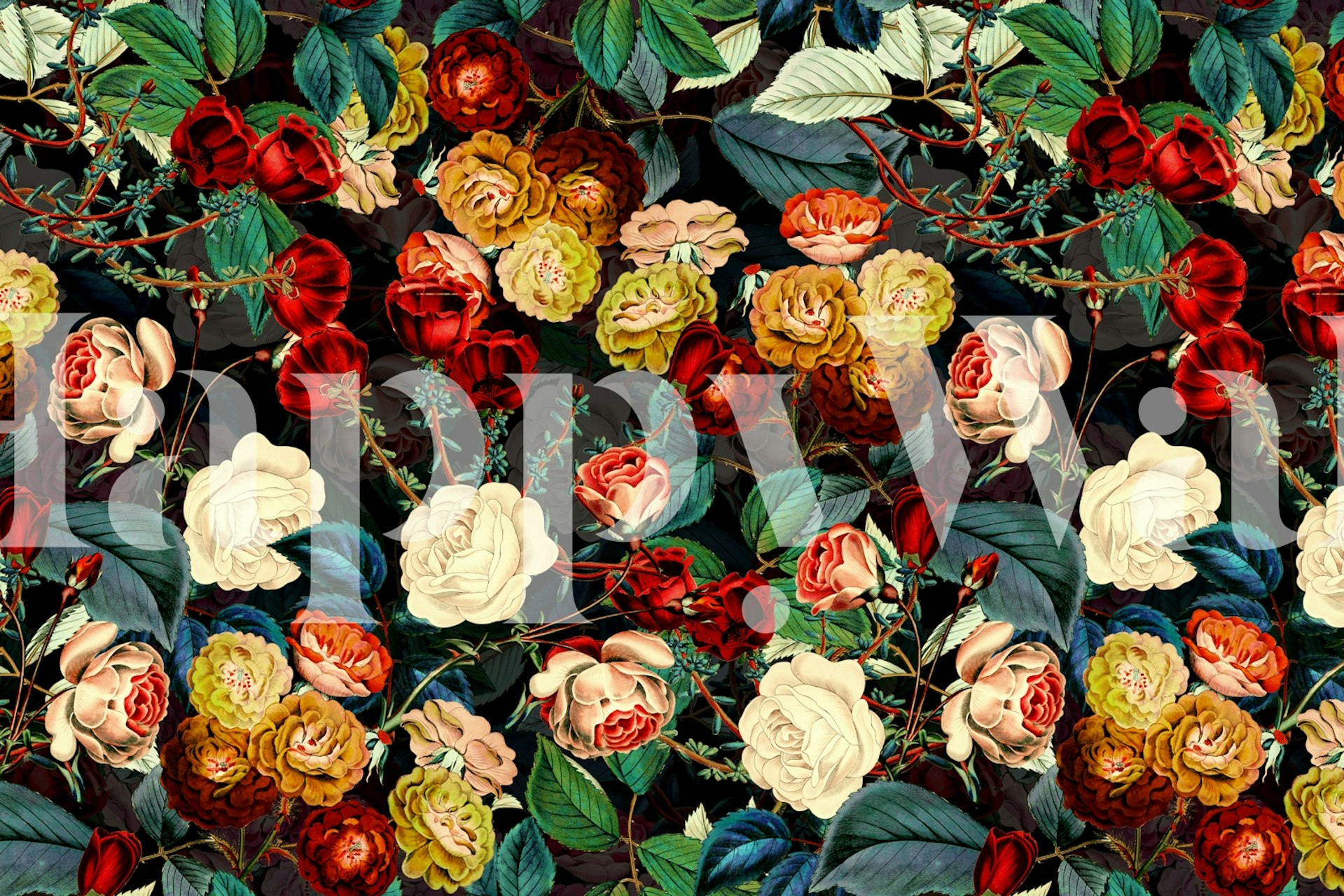 Night Botanical Forest wallpaper design in a room