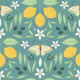 Mediterranean lemons olives butterflies teal