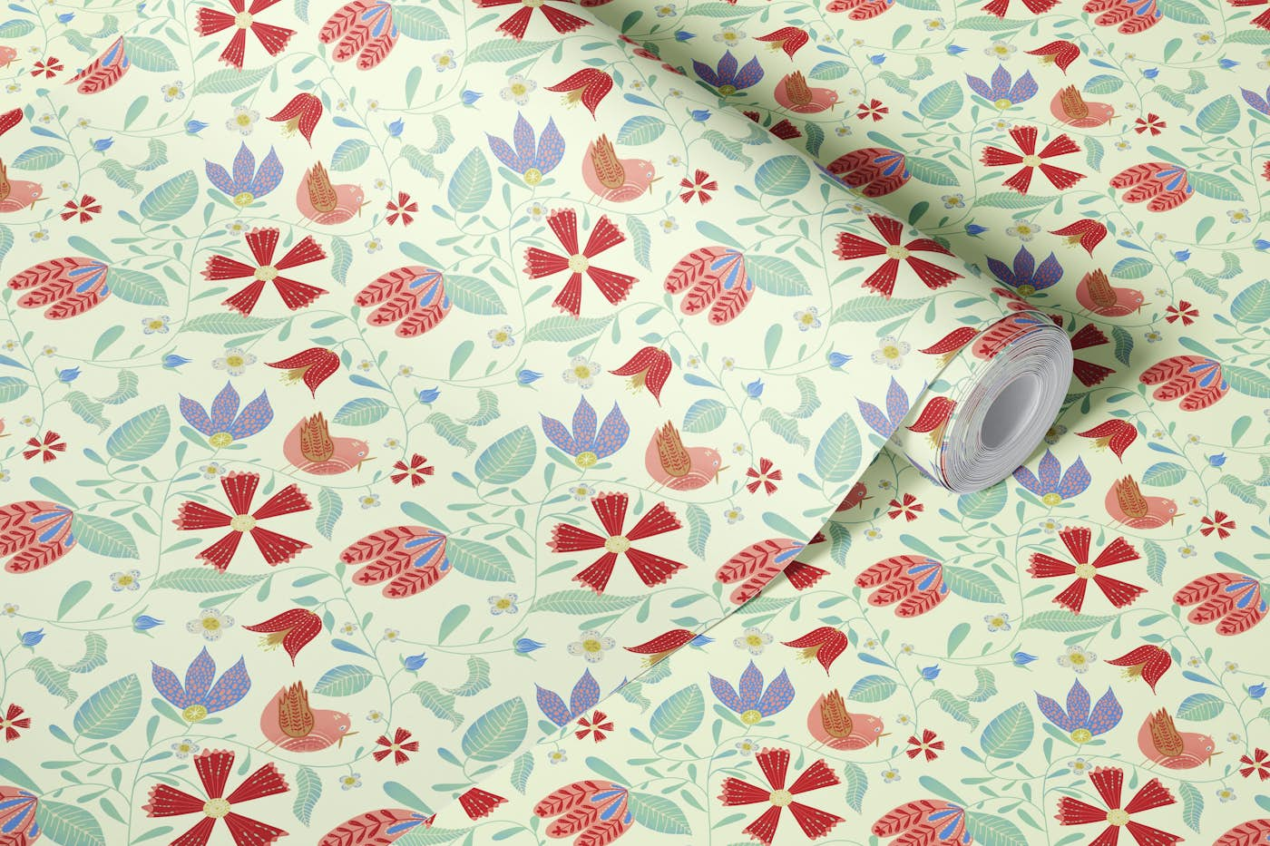 Folksy Birds wallpaper roll