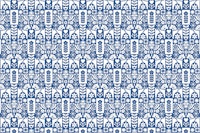 Swedish Folk Art Mid-Century Modern Blue tapete