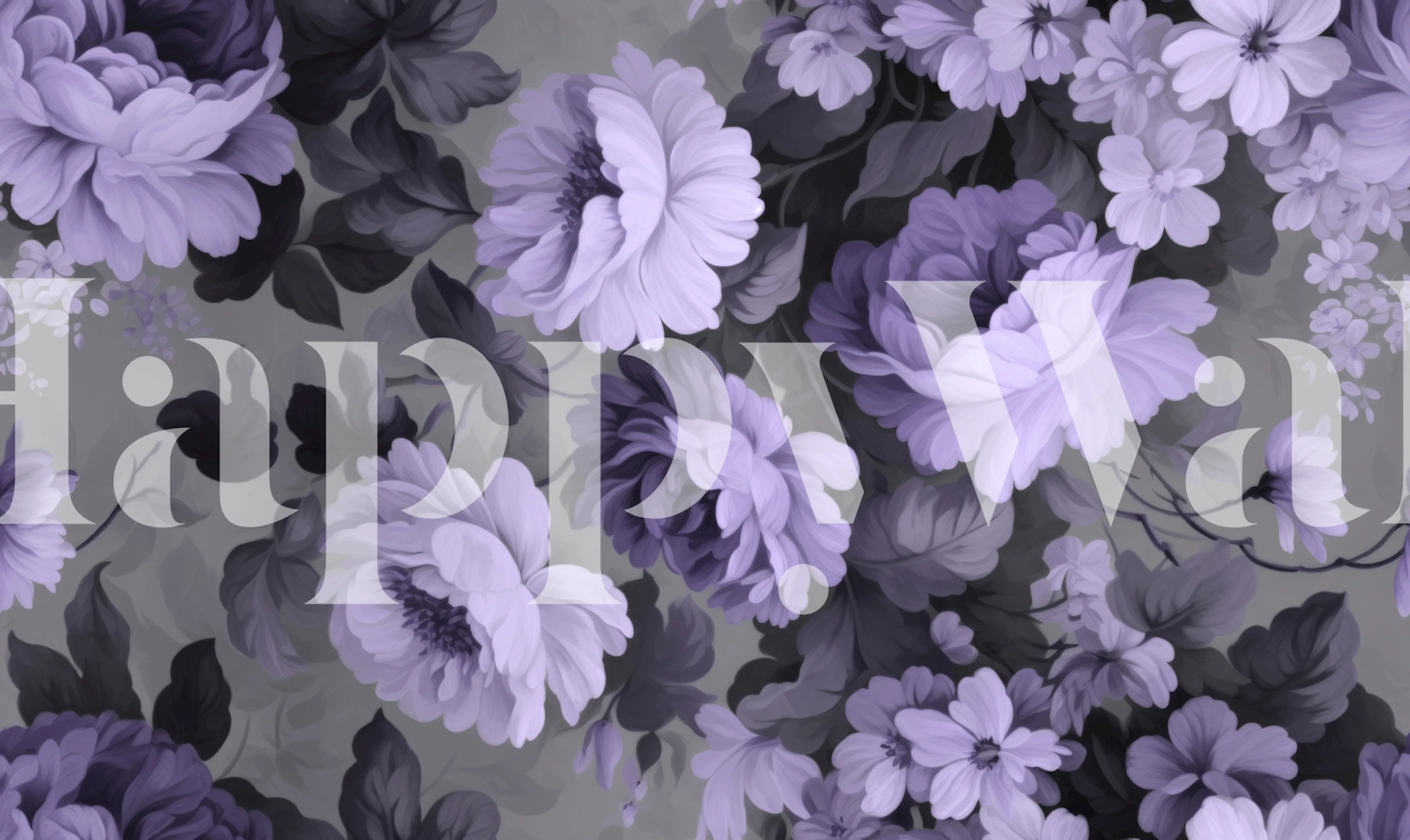 Purple floral wallpaper in a cottagecore setting