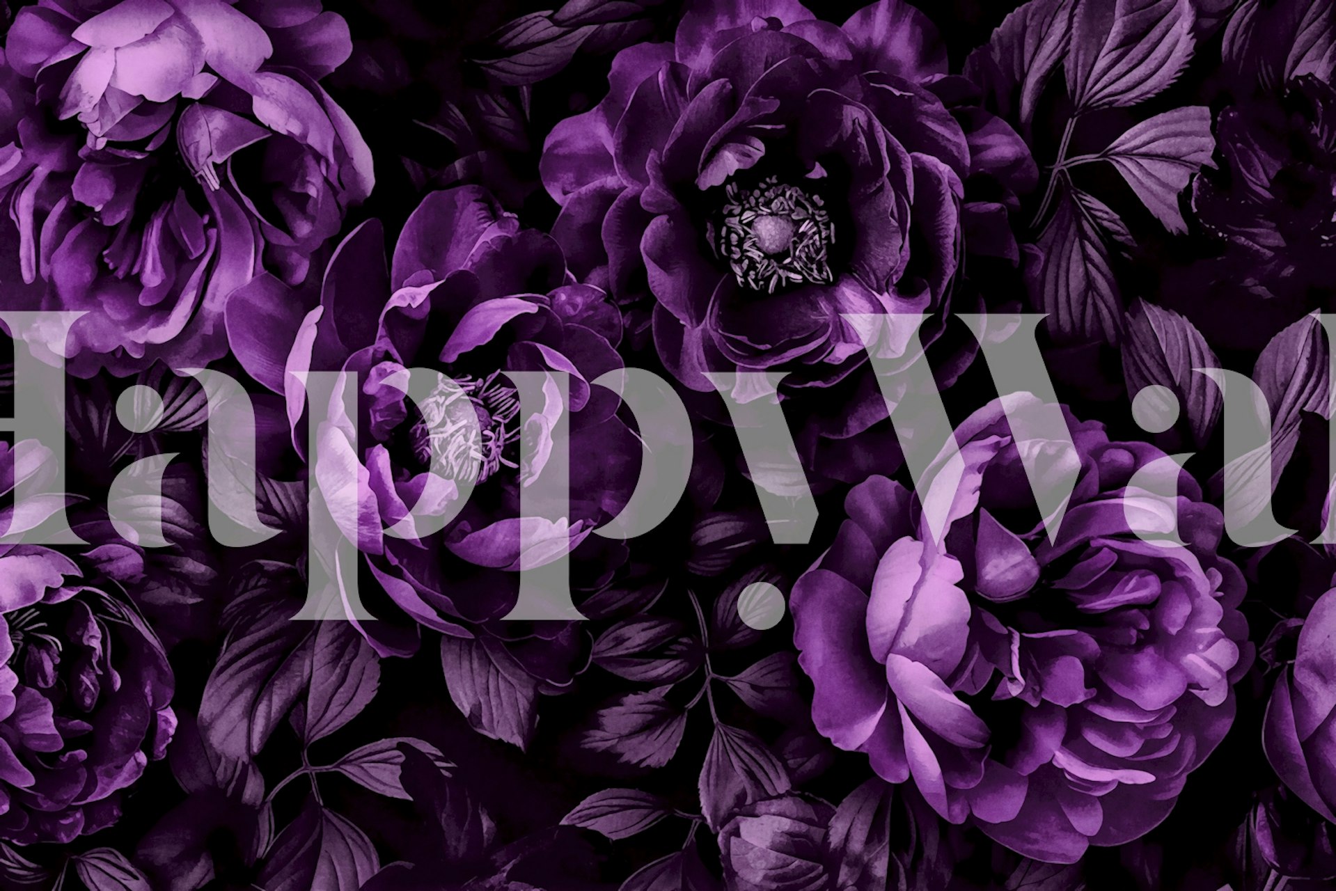 Plum blue floral wallpaper in a room