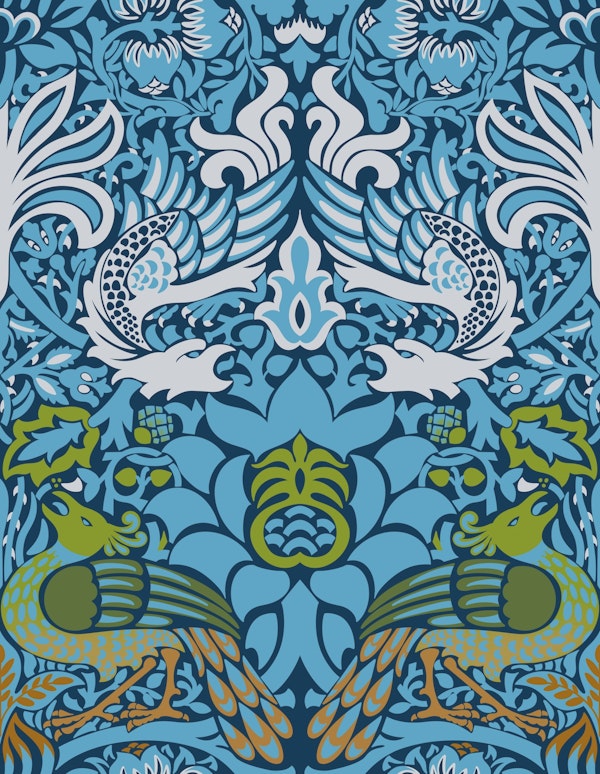 Victorian Peacock and Dragon pattern 1