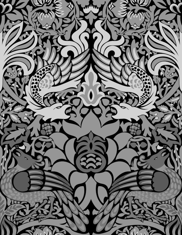 Victorian Peacock and Dragon pattern 3