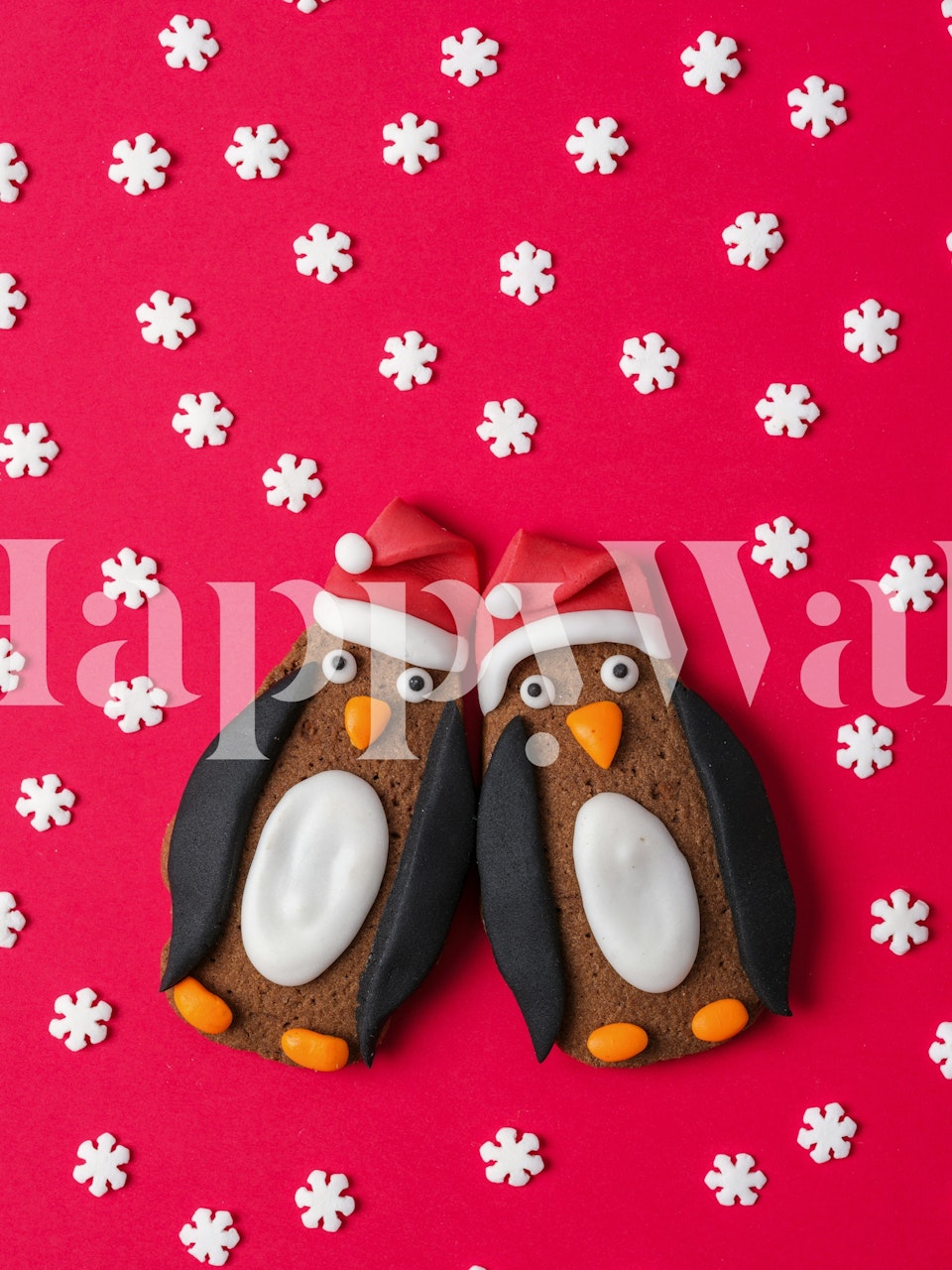 Christmas penguin cookies wallpaper design