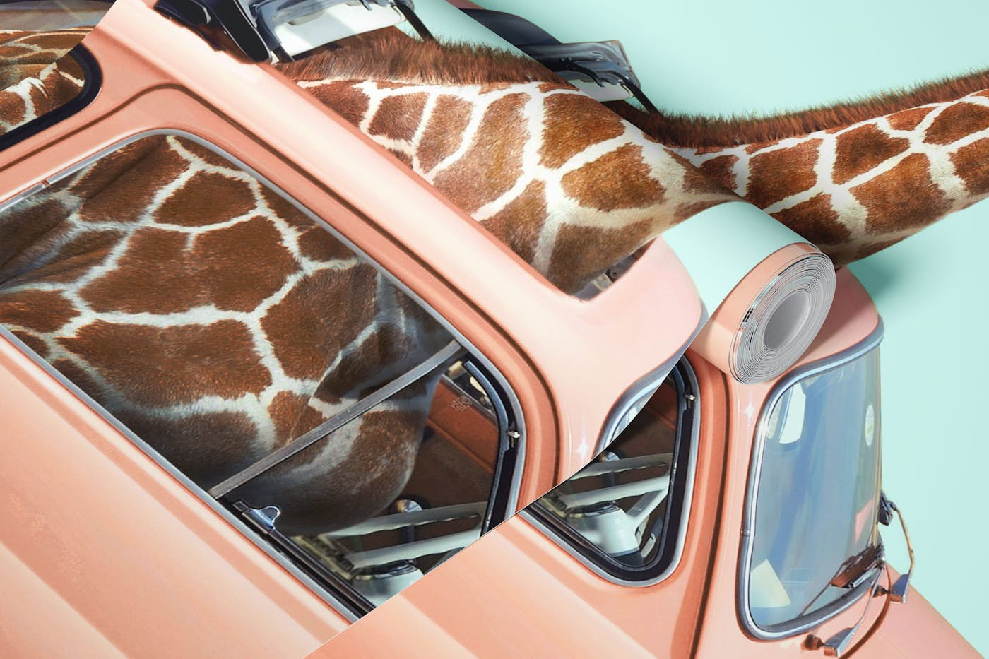 Giraffe Car wallpaper roll