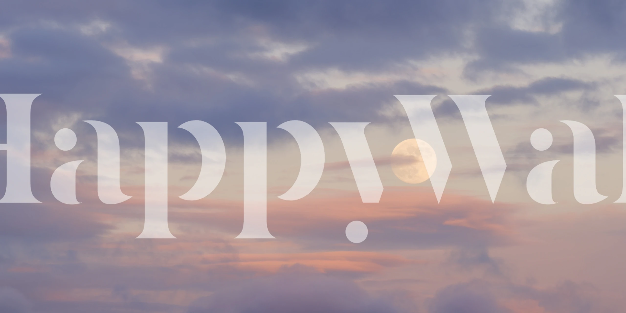 Sunset sky with soft pink clouds and a moon wall mural