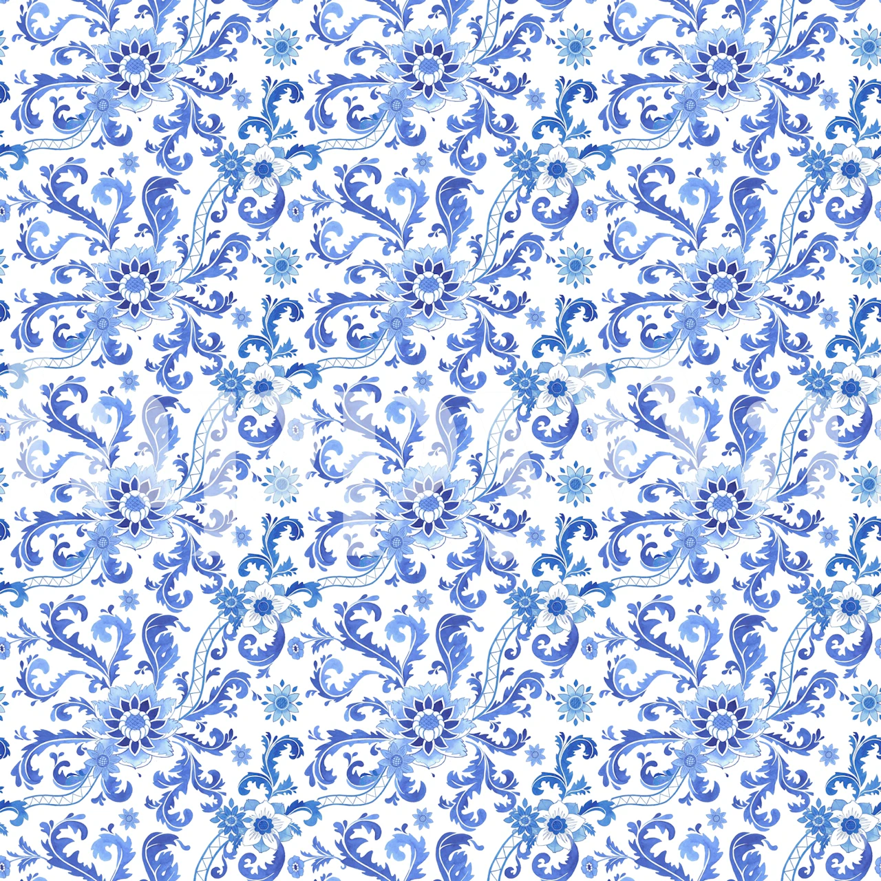 Blue Chinoiserie Chic wallpaper design