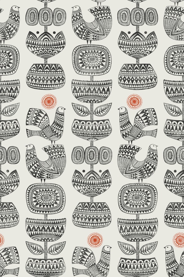 Scandinavian flowers and birds