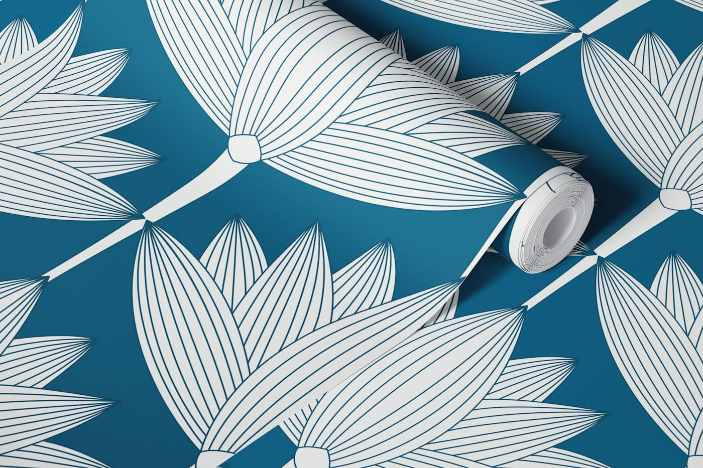 Lotus Art Deco, Kristal Teal wallpaper roll