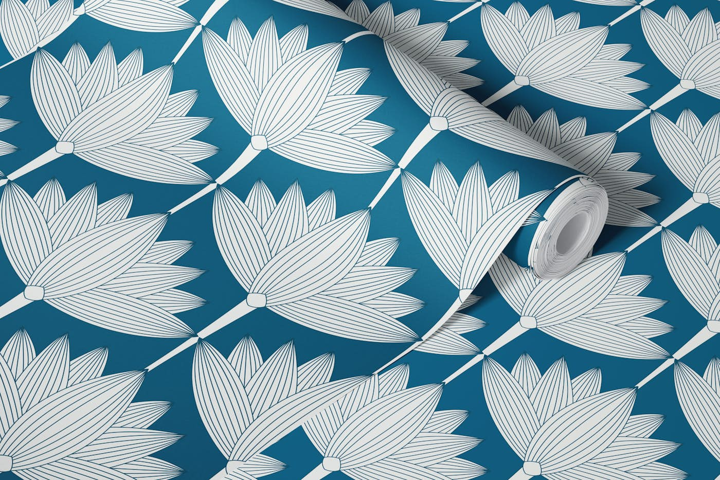 Lotus Art Deco, Kristal Teal, Smaller wallpaper roll