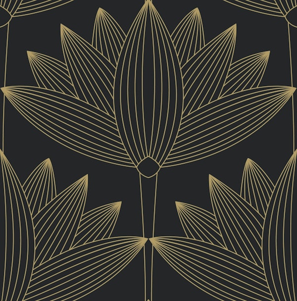 Lotus Art Deco, Black and Gold