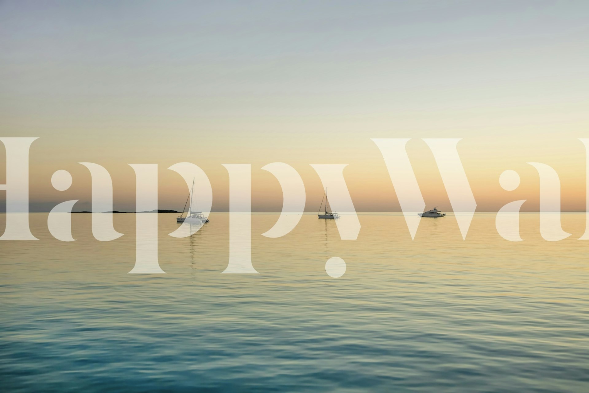 Sailboats on calm water at sunset, pastel orange and blue hues wallpaper