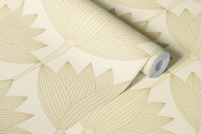 Lotus Art Deco, Beige and Creamwallpaper roll