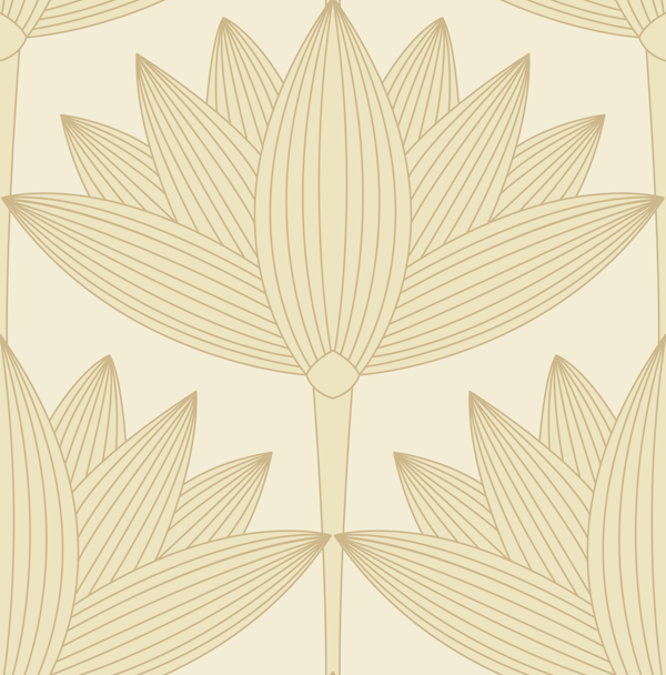 Lotus Art Deco, Beige and Cream
