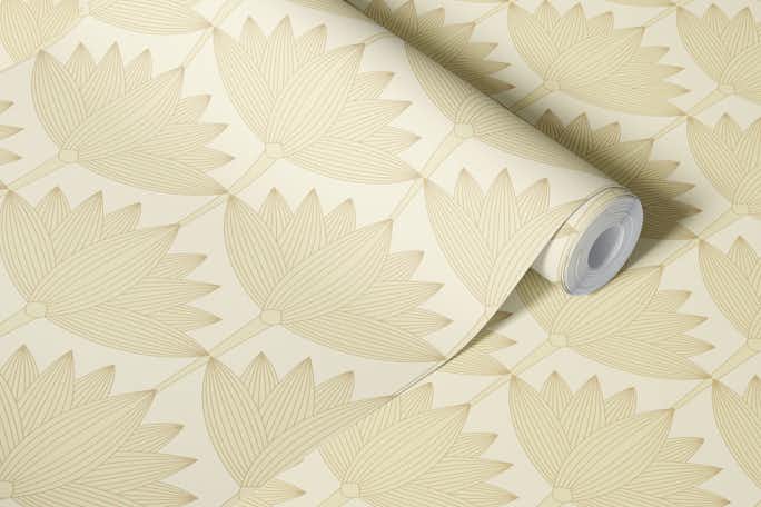Lotus Art Deco, Beige and Cream, smallerwallpaper roll